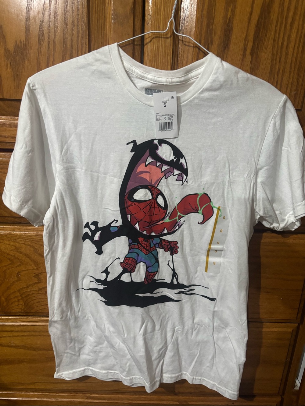 Men's White Spider-Man Venom Hybrid Graphic T-Shirt